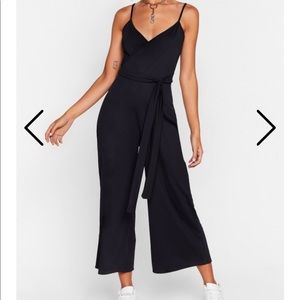 Tie Gotta Work Ribbed Belted Jumpsuit